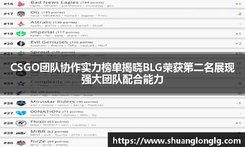 CSGO团队协作实力榜单揭晓BLG荣获第二名展现强大团队配合能力
